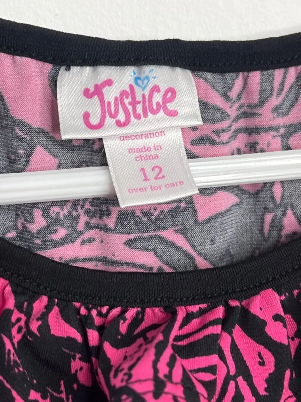 Justice Girls Size 12 Pink Black Floral Sleeveless Ruffle Dress